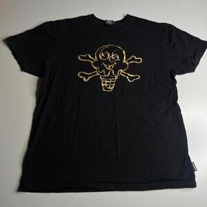 Icecream BBC T-Shirt XL Black Gold Drip Skull Crossbones Graphic Tee Men’s